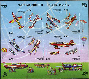 Таджикистан, 2003, Самолёты, малый лист без зубцов